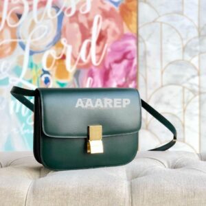 Replica Celine Classic Box Bag in Smooth Calfskin Dark Green 2