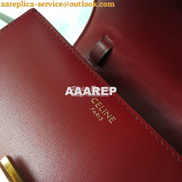 Replica Celine Classic Box Bag in Smooth Calfskin Claret Red 13