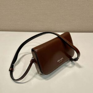 Replica Prada 2VD061 Black Brushed Leather Mini-bag With Shoulder Strap Brown 2