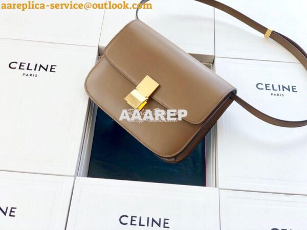 Replica Celine Classic Box Bag in Smooth Calfskin Khaki 4