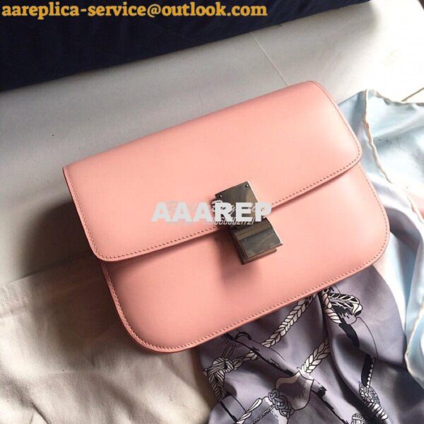 Replica Celine Classic Box Bag in Smooth Calfskin Light Pink 10