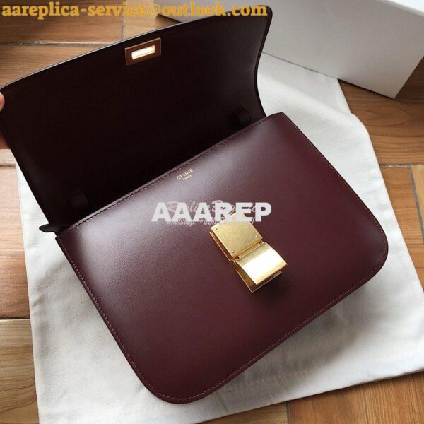 Replica Celine Classic Box Bag in Smooth Calfskin Maroon 6