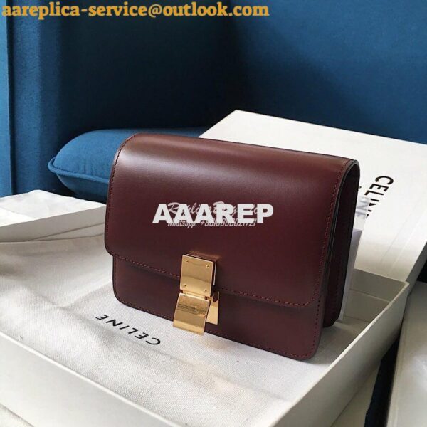 Replica Celine Classic Box Bag in Smooth Calfskin Maroon 10