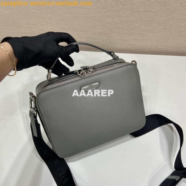 Replica Prada 2VH069 Brique Saffiano leather bag Gray 3