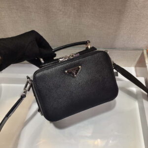 Replica Prada 2VH070 Saffiano Black leather Prada Brique bag