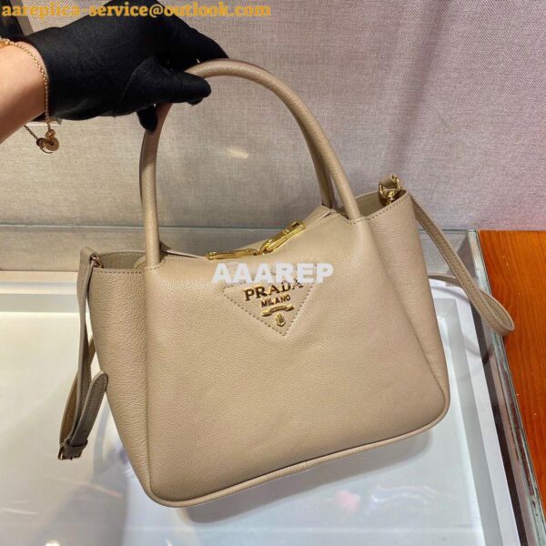 Replica Prada Small Leather Handbag 1BC145 Beige 3