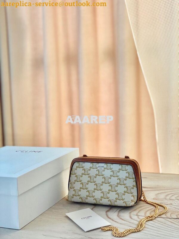 Replica Celine Clutch With Chain In Triomphe Canvas And Lambskin 10E38