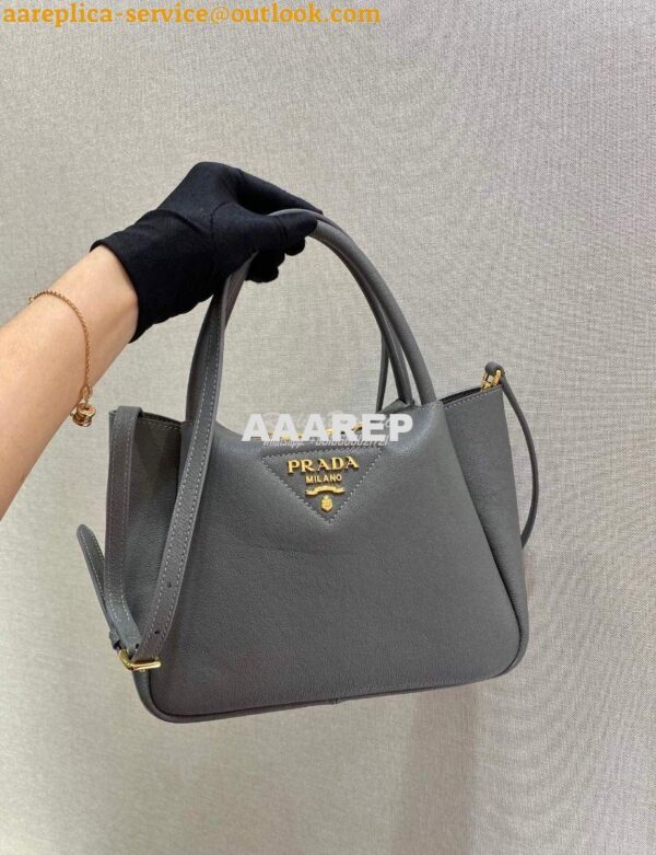 Replica Prada Small Leather Handbag 1BC145 Grey