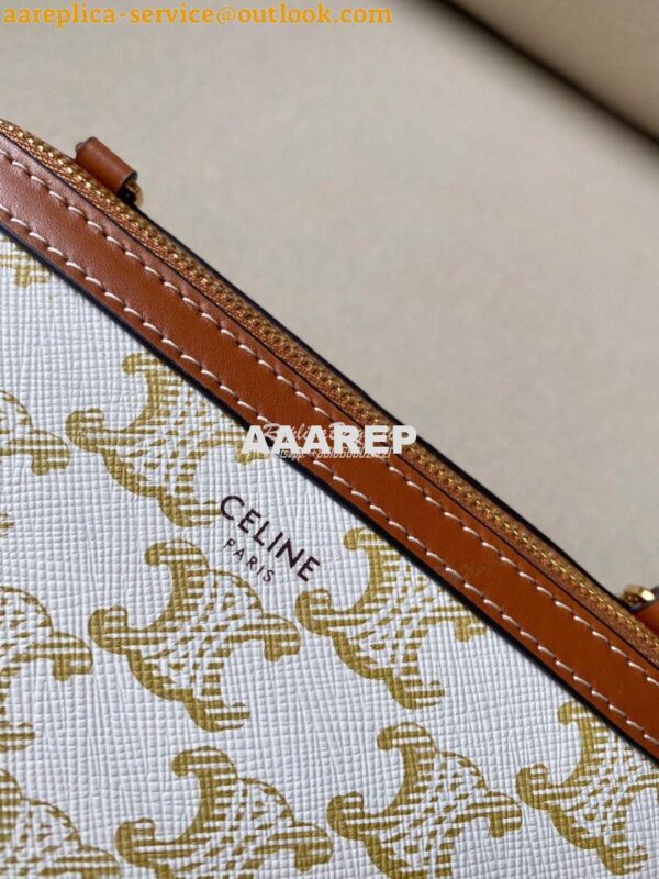 Replica Celine Clutch With Chain In Triomphe Canvas And Lambskin 10E38 8