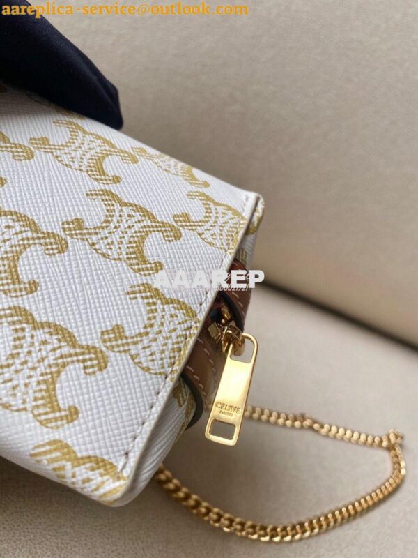 Replica Celine Clutch With Chain In Triomphe Canvas And Lambskin 10E38 7