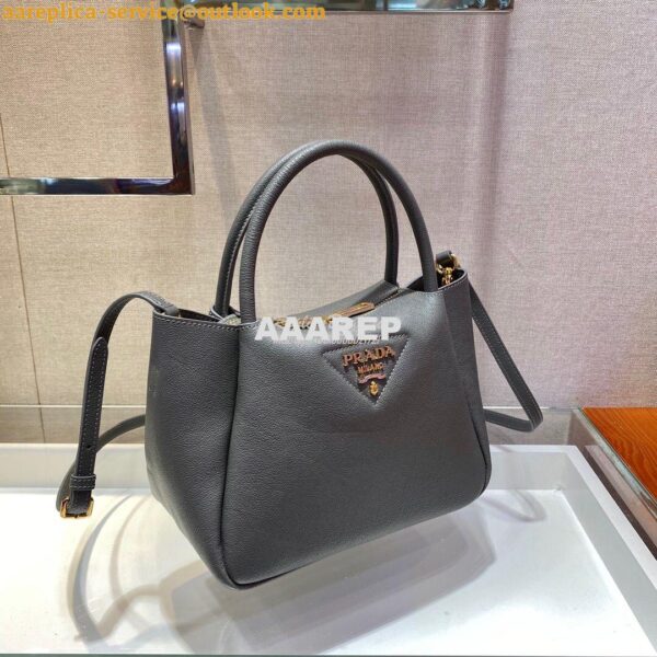 Replica Prada Small Leather Handbag 1BC145 Grey 4