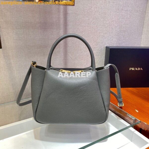 Replica Prada Small Leather Handbag 1BC145 Grey 5