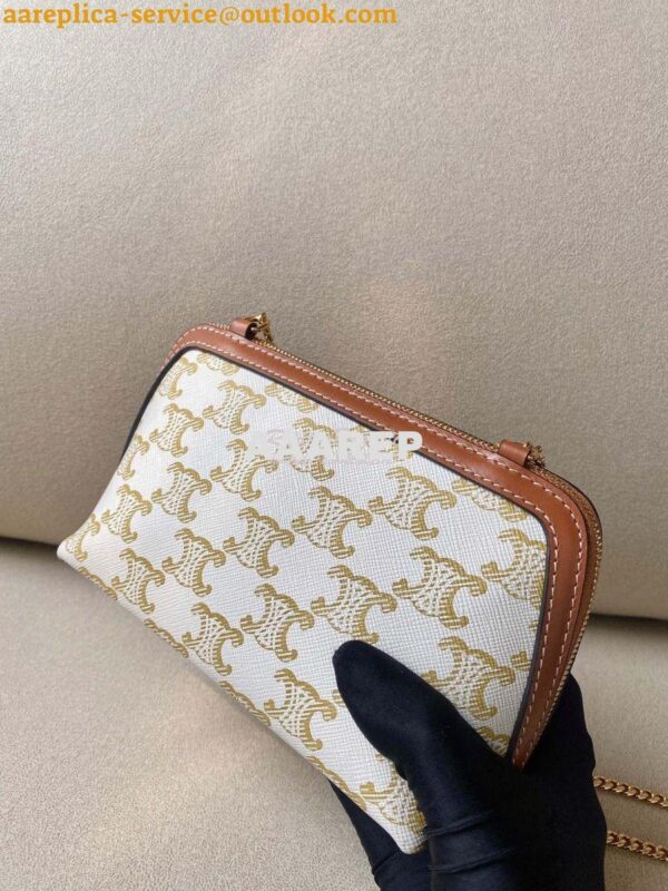 Replica Celine Clutch With Chain In Triomphe Canvas And Lambskin 10E38 10