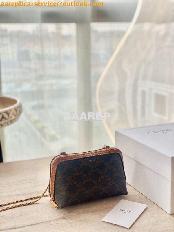 Replica Celine Clutch With Chain In Triomphe Canvas And Lambskin 10E38