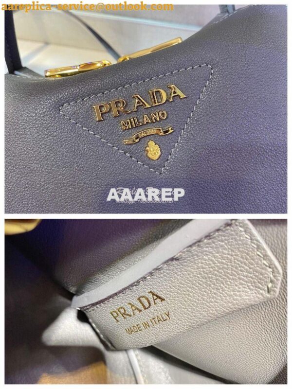 Replica Prada Small Leather Handbag 1BC145 Grey 8