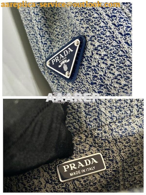 Replica Prada Small Logo Ricamo Jacquard Tote 1BA343 Blue 11