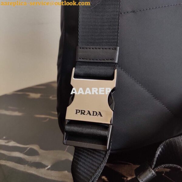 Replica Prada Re-Nylon and leather Backpack 2VZ092 Black 3