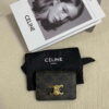 Replica Celine 10I583 Card Holder With Flap Triomphe In Shiny Calfskin Black