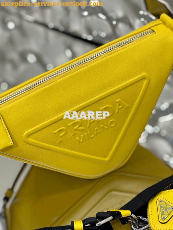 Replica Prada Triangle leather shoulder bag 1BH190 Yellow 6