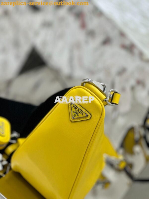 Replica Prada Triangle leather shoulder bag 1BH190 Yellow 7