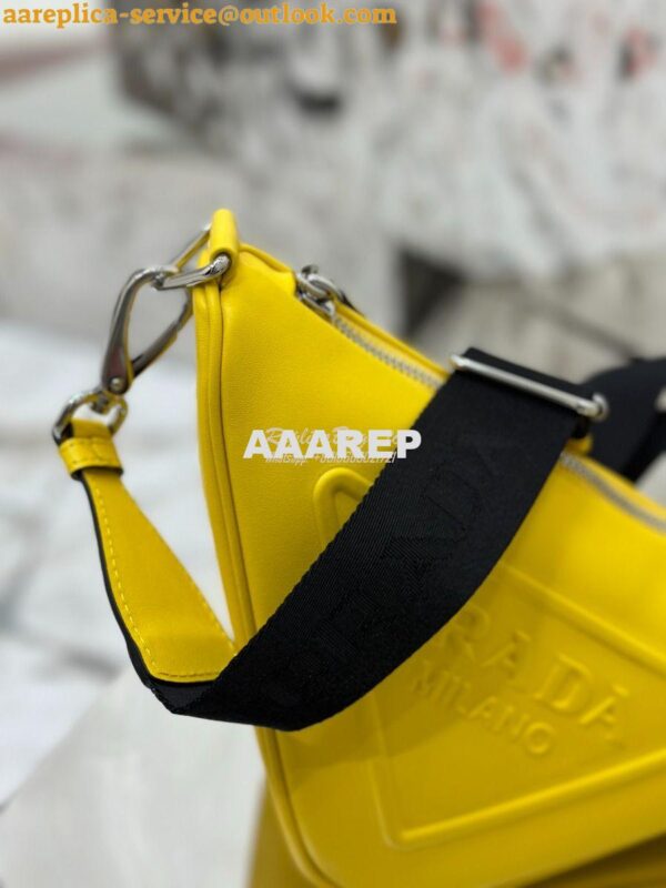 Replica Prada Triangle leather shoulder bag 1BH190 Yellow 8