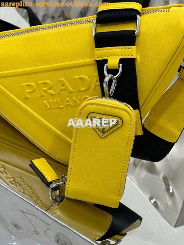 Replica Prada Triangle leather shoulder bag 1BH190 Yellow 9