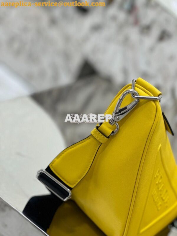 Replica Prada Triangle leather shoulder bag 1BH190 Yellow 10