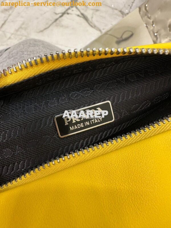 Replica Prada Triangle leather shoulder bag 1BH190 Yellow 11