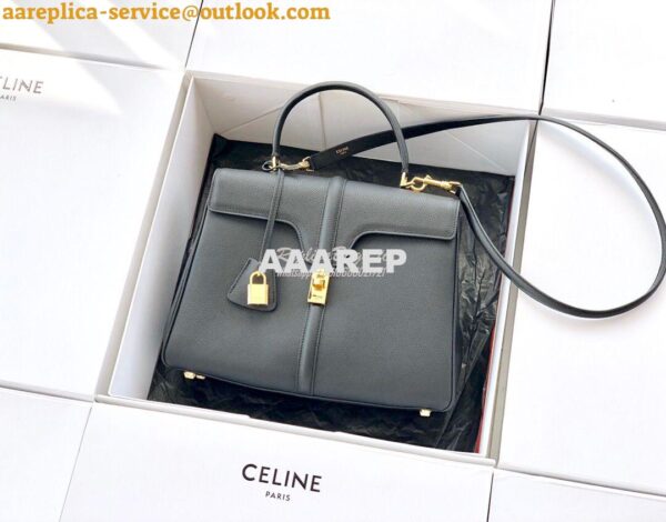 Replica Celine 16 Bag In Grained Calfskin 187373 2 Sizes Black 15