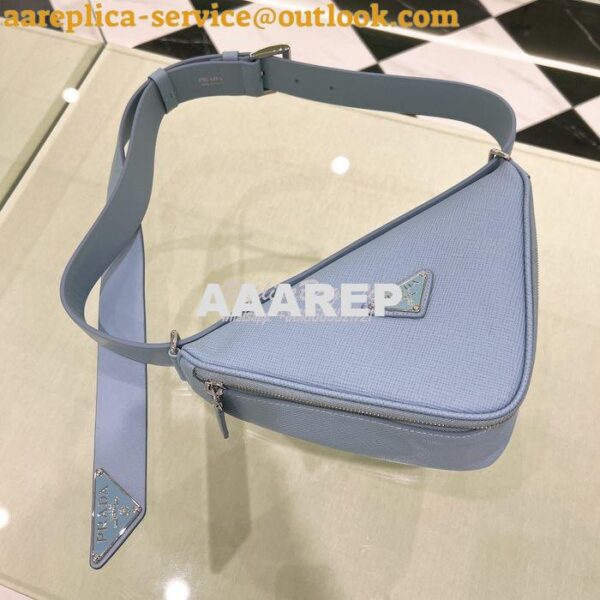 Replica Prada Triangle Saffiano Leather Belt Bag 2VL039 Light Blue 5