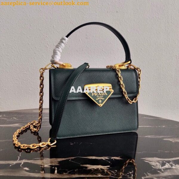 Replica Prada Saffiano Leather Symbole Bag 1BN021 Dark Green 6