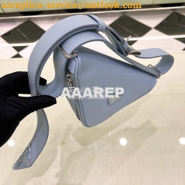 Replica Prada Triangle Saffiano Leather Belt Bag 2VL039 Light Blue 7