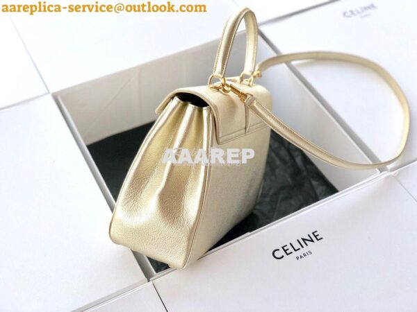 Replica Celine 16 Bag In Grained Calfskin 187373 2 Sizes Metallic Gold 5