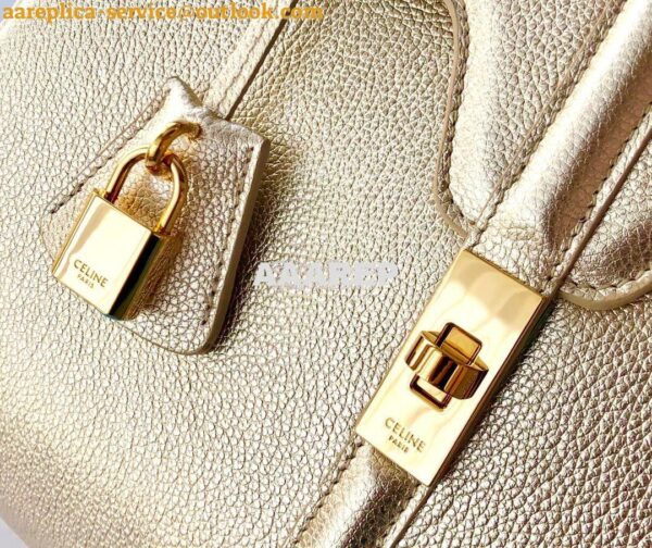 Replica Celine 16 Bag In Grained Calfskin 187373 2 Sizes Metallic Gold 8