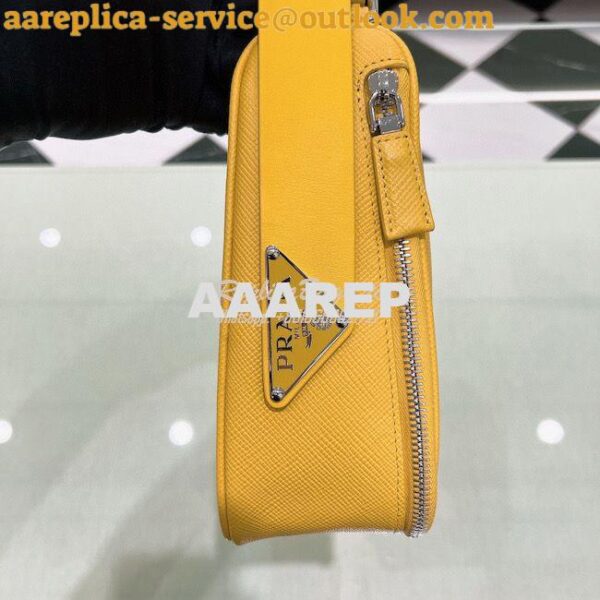 Replica Prada Triangle Saffiano Leather Belt Bag 2VL039 Yellow 7