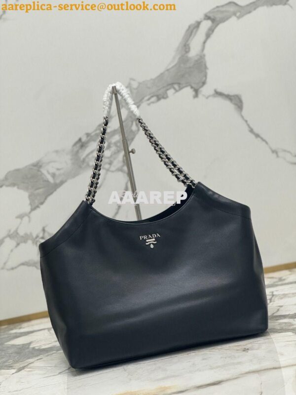 Replica Prada Vintage Calfskin Hobo Shoulder Chain Bag 1BA638 4