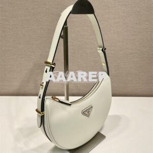 Replica Prada White Leather Moon shoulder bag 1BC194 2