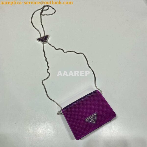 Replica Prada sequins-studded card holder with shoulder strap 1MR024 Purple 3