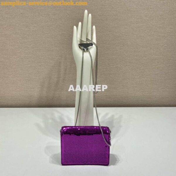 Replica Prada sequins-studded card holder with shoulder strap 1MR024 Purple 4