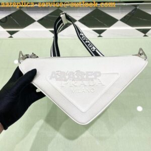 Replica Saffiano Prada Triangle bag 2VH155 White 2