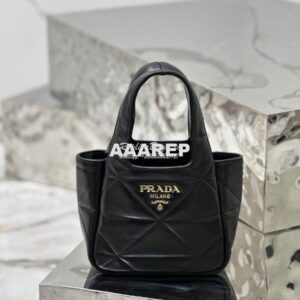 Replica Prada Small Nappa-leather Tote Bag with Topstitching 1BG451 Bl