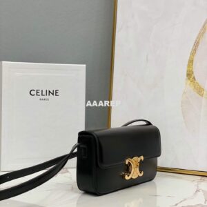 Replica Celine 194143 Triomphe Shoulder Bag in Natural Calfskin Black 2