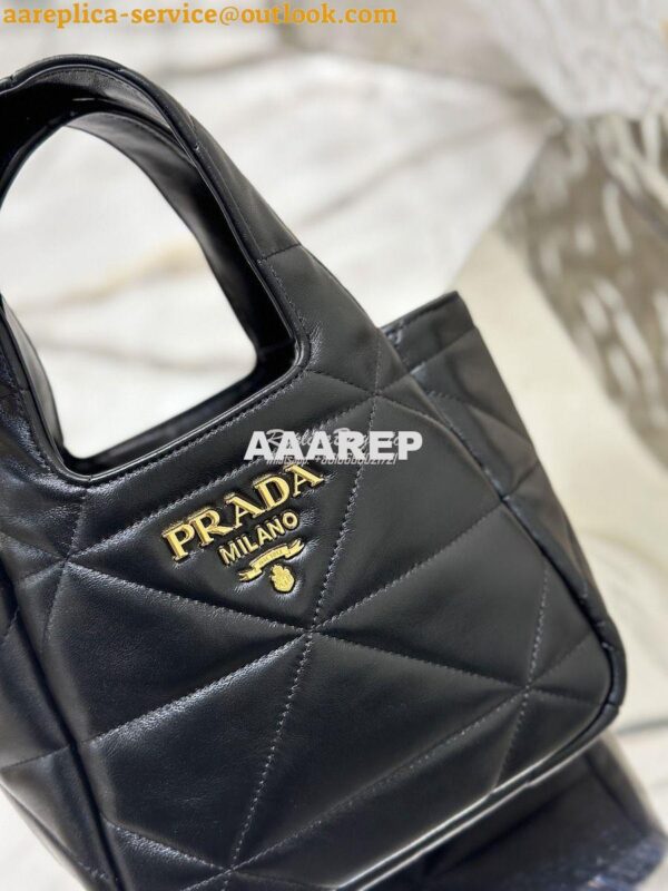 Replica Prada Small Nappa-leather Tote Bag with Topstitching 1BG451 Bl 7