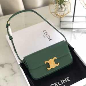 Replica Celine 194143 Triomphe Shoulder Bag in Natural Calfskin Green