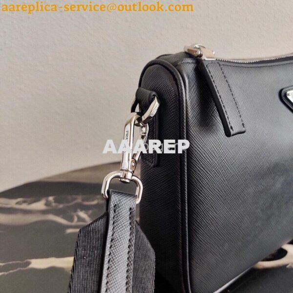 Replica Prada 2VH113 Saffiano Leather Shoulder Bag in Black 6