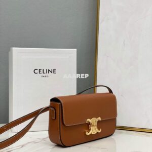 Replica Celine 194143 Triomphe Shoulder Bag in Natural Calfskin Tan 2