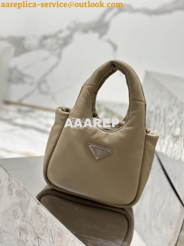 Replica Prada Small Padded Soft Nappa-Leather bag 1BA359 Desert Beige 3