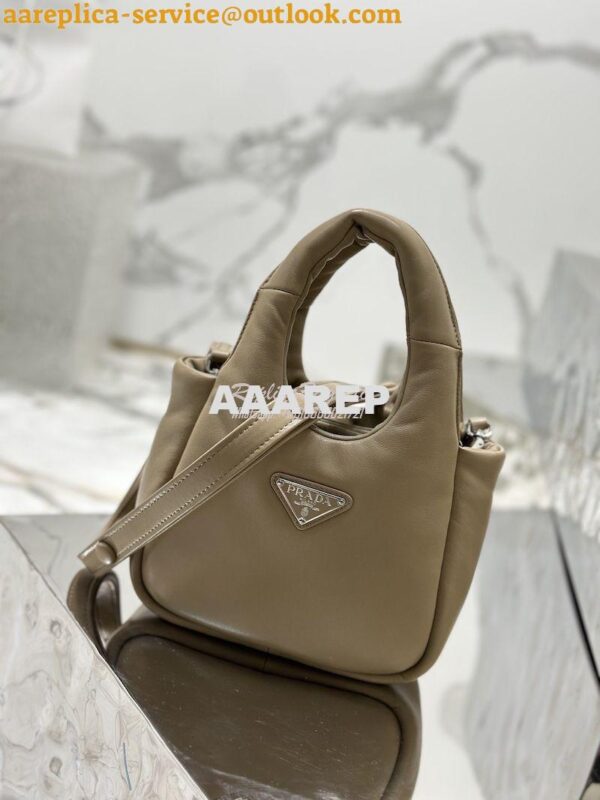 Replica Prada Small Padded Soft Nappa-Leather bag 1BA359 Desert Beige 4