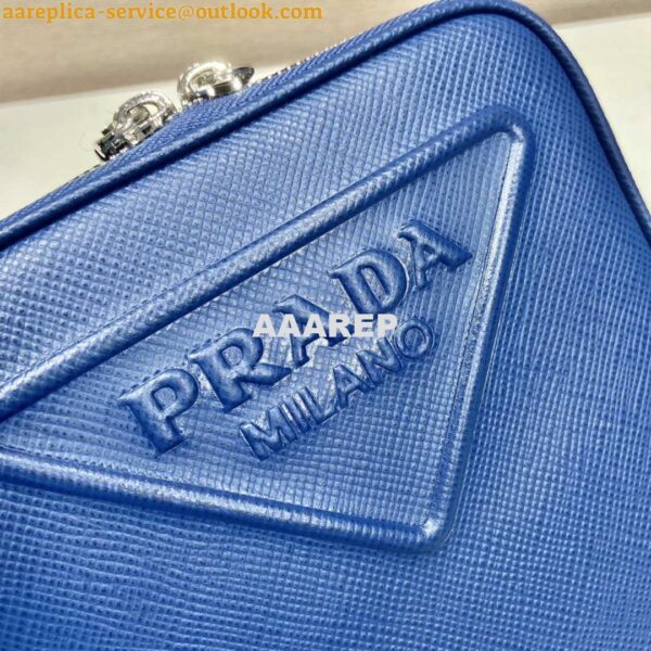 Replica Prada 2VH154 Saffiano leather shoulder bag Blue 3