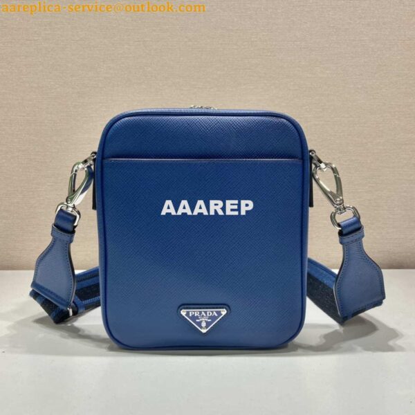 Replica Prada 2VH154 Saffiano leather shoulder bag Blue 4